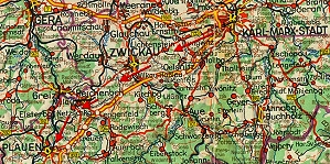 Karte vom karl-Marx-Stadt nach Plauen